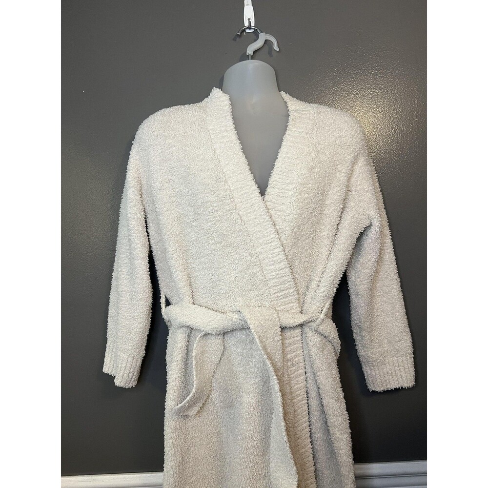 H&M Robe Womens XS/S Off White Belted Cozy Boucle Teddy Shawl Collar Loungewear